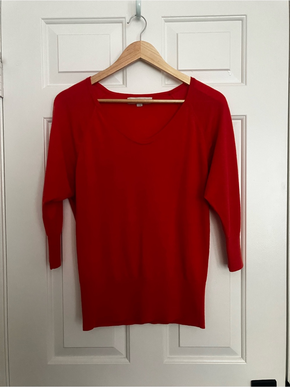 LOFT Wool Blend Orange V-Neck Lightweight Women's Sweater